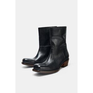 ZARA LEATHER COWBOY ANKLE BOOTS